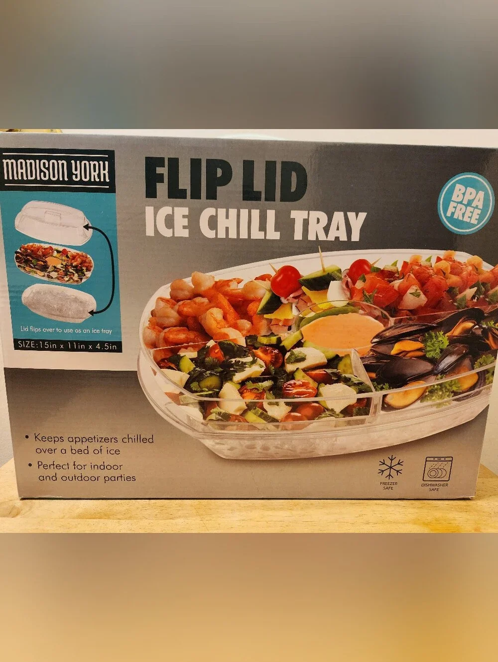 Madison York BPA-Free Clear Acrylic Large 2-Piece Flip Lid Ice Chill Tray